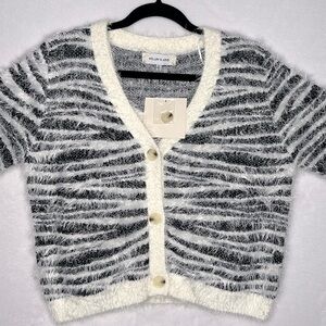 Willow & Wind Eyelash Zebra Print Balloon Sleeves Oversized-Set